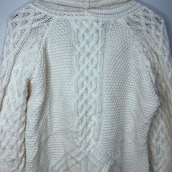 Aran Cream Cable Knit Cardigan Sweater Size Medium - Picture 7 of 10